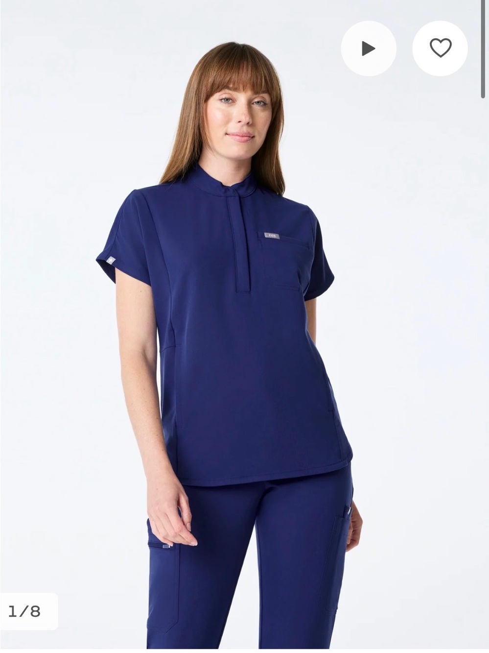 Figs Sapphire Blue Scrub Top, S